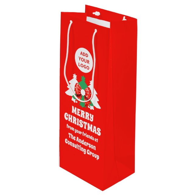 Bolsa Para Vino Navidades con logotipo comercial editable Vacacion (Angulo Anverso)