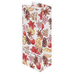 Bolsa Para Vino Navidades de acuarela Elementos Patrón sin inconve