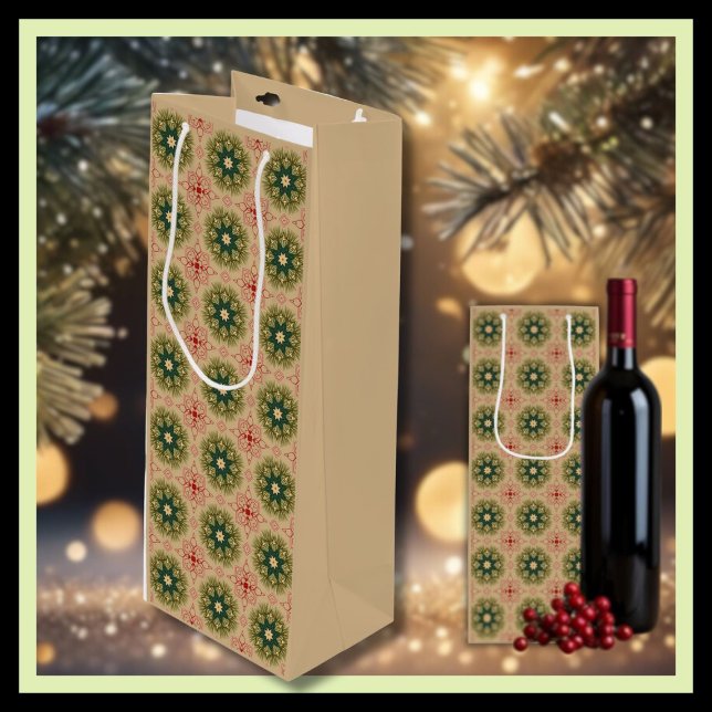 Bolsa Para Vino Navidades de encaje rojo del pino verde anticuado (Subido por el creador)