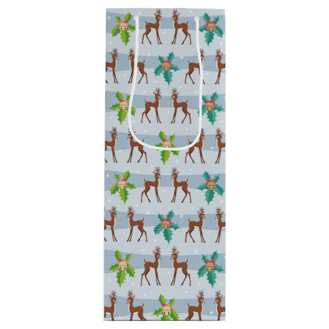 Bolsa Para Vino Navidades de invierno ciervos con inspiración holl (Anverso)