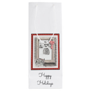 Bolsa Para Vino Navidades de Keeshond Ventana de Invierno Pintura 