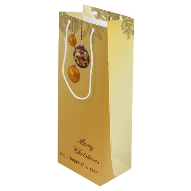Bolsa Para Vino Navidades de oro elegantes (Angulo Anverso)