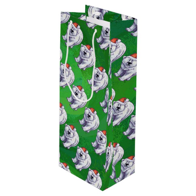 Bolsa Para Vino Navidades De Oso Polar En Verde (Angulo Anverso)