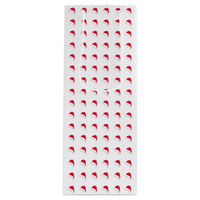 Bolsa Para Vino navidades de patrón de Santa Hat rojo blanco (Anverso)