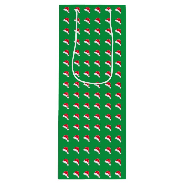 Bolsa Para Vino navidades de patrón de Sombrero de Santa Hat rojo  (Anverso)