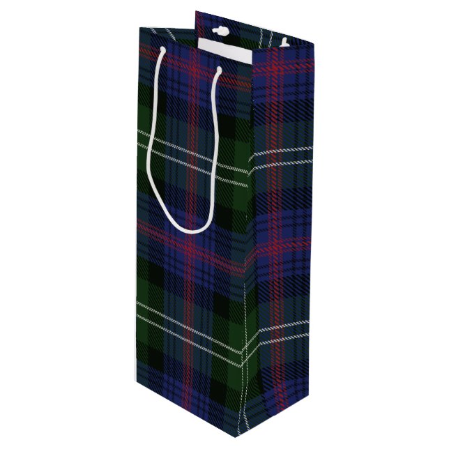 Bolsa Para Vino Navidades de Plantas Tartan Clan Sutherland Green  (Angulo Anverso)