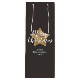 Bolsa Para Vino Navidades de Taupe Estrella de Oro Festividad