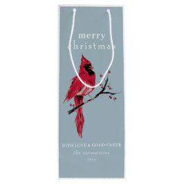Bolsa Para Vino Navidades del cardenal acuarela
