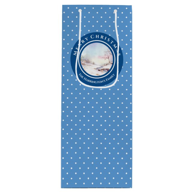 Bolsa Para Vino Navidades del paisaje acuático Snowy Bridge (Anverso)