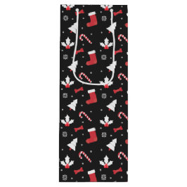 Bolsa Para Vino Navidades del tablero de cuadros del árbol blanco