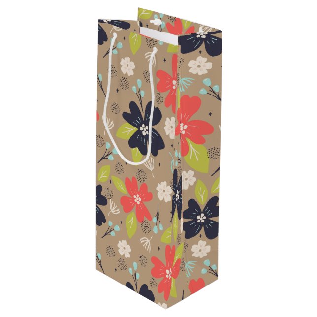 Bolsa Para Vino Navidades dibujados a mano Poinsettia Marina Blanc (Angulo Anverso)