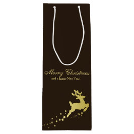 Bolsa Para Vino Navidades dorados renos con estrellas