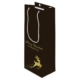 Bolsa Para Vino Navidades dorados renos con estrellas