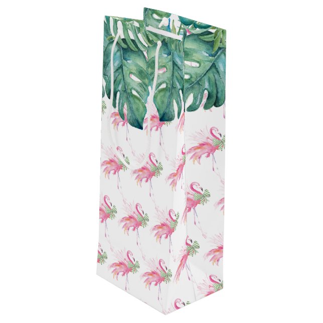 Bolsa Para Vino Navidades Flamingo rosa tropical (Angulo reverso)
