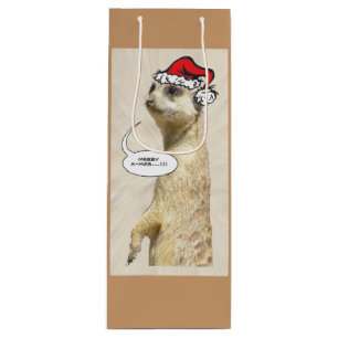 Bolsa Para Vino Navidades Furry Meerkat BROWN Wine Bag
