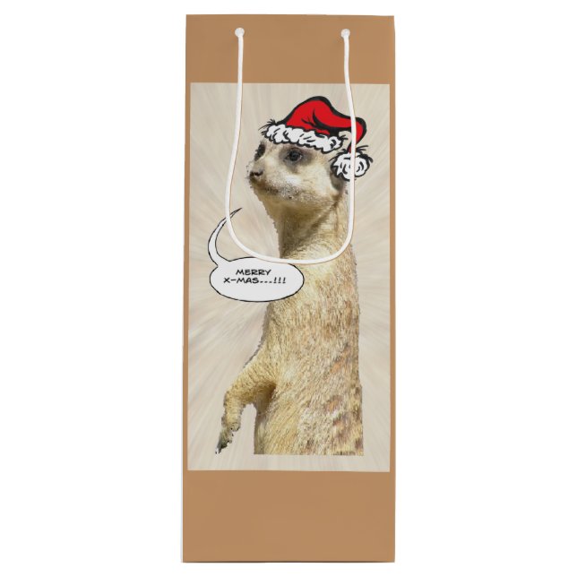 Bolsa Para Vino Navidades Furry Meerkat BROWN Wine Bag (Anverso)