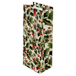 Bolsa Para Vino Navidades Holly Berries a la luz