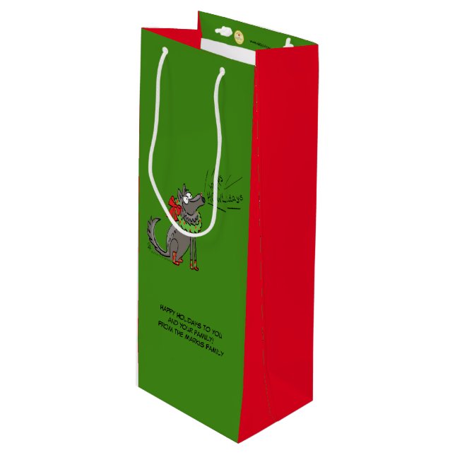 Bolsa Para Vino Navidades lobo niños graciosos (Angulo Anverso)