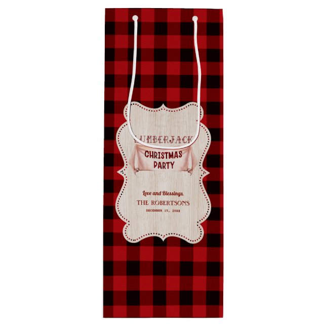 Bolsa Para Vino Navidades Lumberjack Fiesta Red Buffalo Wood (Anverso)