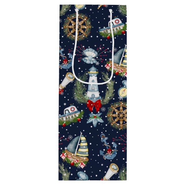 Bolsa Para Vino Navidades náuticos (Anverso)