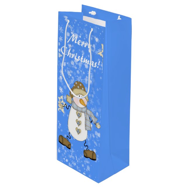 Bolsa Para Vino Navidades personalizados de Snowman (Angulo Anverso)