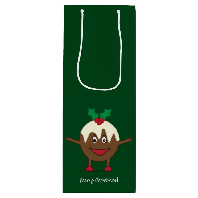Bolsa Para Vino Navidades pudding personaje de caricatura (Anverso)