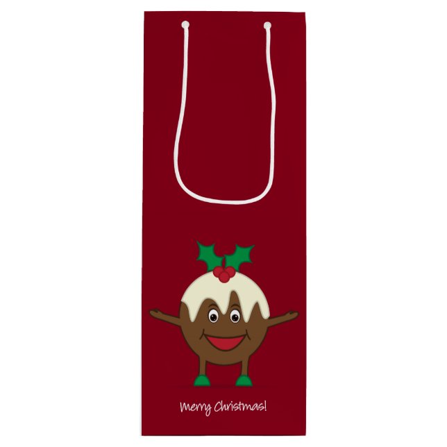 Bolsa Para Vino Navidades pudding personaje de caricatura (Anverso)