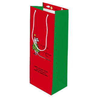 Bolsa Para Vino Navidades Ratón lindo fiesta graciosa