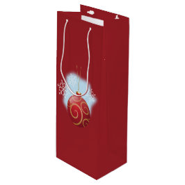 Bolsa Para Vino Navidades rojos bauble y copos de nieve