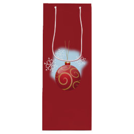Bolsa Para Vino Navidades rojos bauble y copos de nieve