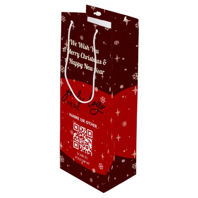 Bolsa Para Vino Navidades rojos Logotipo comercial Código QR Snowf (Angulo Anverso)