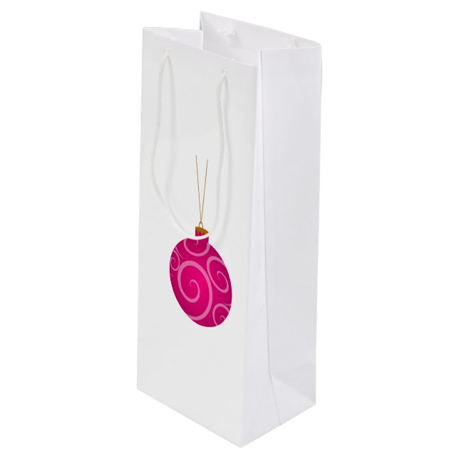 Bolsa Para Vino Navidades rosados oscuros Bauble Wine Gift Bag (Angulo Anverso)