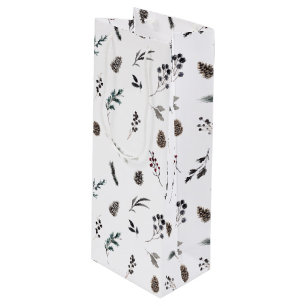 Bolsa Para Vino Navidades simples de color de agua de pinecona de 