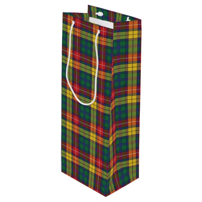 Bolsa Para Vino Navidades Tartan Clan Buchanan Yellow Plaid (Angulo Anverso)