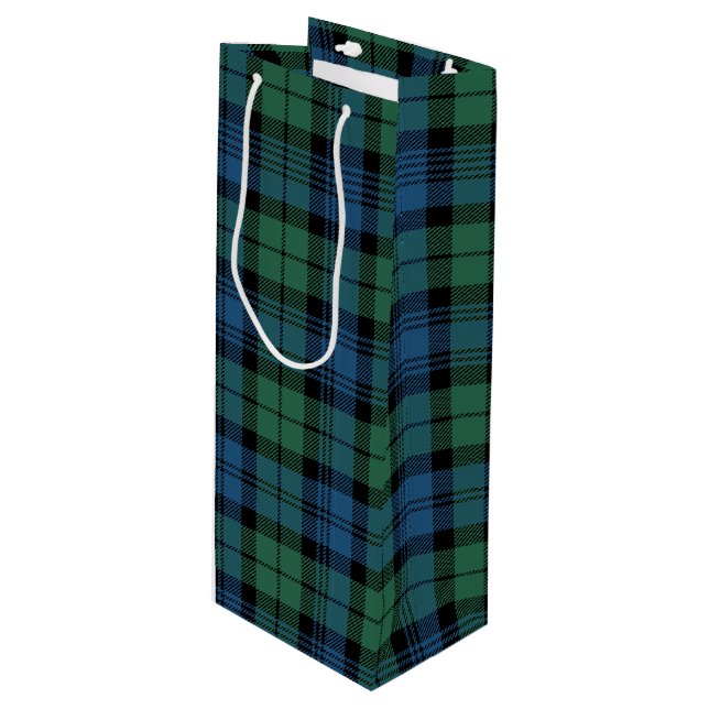 Bolsa Para Vino Navidades Tartan Clan Campbell Green Blue Plaid (Angulo Anverso)
