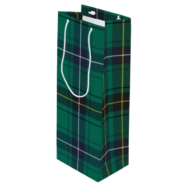 Bolsa Para Vino Navidades Tartan Clan Henderson Plaid Green Check (Angulo Anverso)