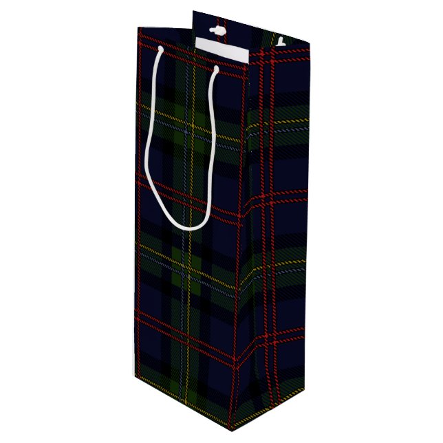 Bolsa Para Vino Navidades Tartan Clan Malcolm Green Purple Plaid (Angulo Anverso)