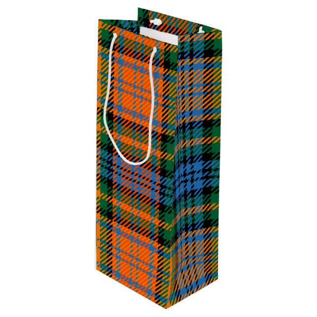 Bolsa Para Vino Navidades Tartan Clan Murray Naranja Plaid (Angulo Anverso)