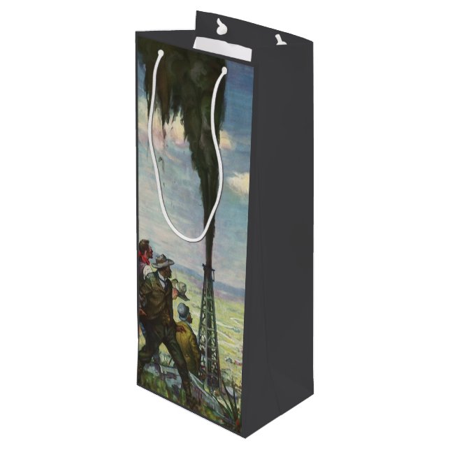 Bolsa Para Vino Negocio Antiguo, Pozo Petrolero con Trabajadores (Angulo reverso)