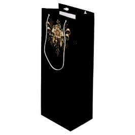 BOLSA PARA VINO NEGRO CON LAZO Y CINTAS NAVIDEÑAS DE ORO ORNAMENTA