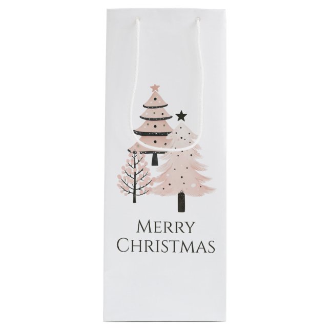 Bolsa Para Vino Neutral Blush Christmas Tree Holiday Gift Bag (Anverso)