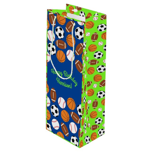 Bolsa Para Vino Niños de la fiesta de cumpleaños deportiva (Angulo Anverso)