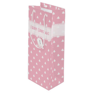 Bolsa Para Vino Nombre de etiqueta de regalo: Patrón de árbol rosa