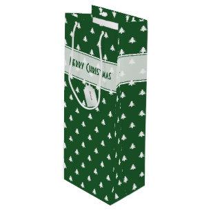 Bolsa Para Vino Nombre de etiqueta de regalo: Patrón de árbol verd