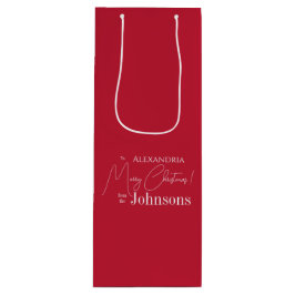 Bolsa Para Vino Nombre de familia roja personalizada para navidade