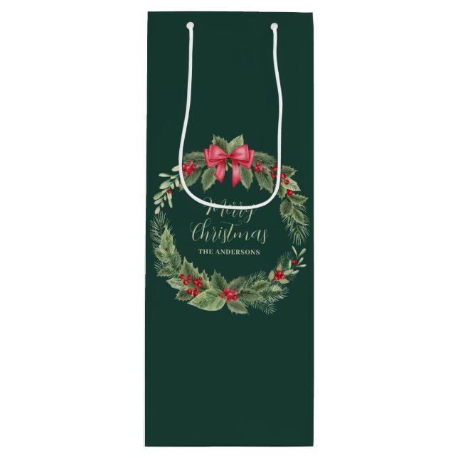 Bolsa Para Vino Nombre de la cadena de Navidades verdes (Anverso)