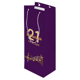 Bolsa Para Vino Nombre de las notas de música de oro morado de la