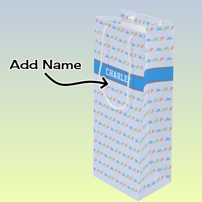 Bolsa Para Vino Nombre personalizado del patrón de triatlón (Subido por el creador)