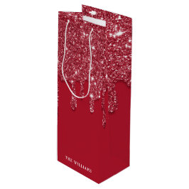 Bolsa Para Vino Nombre personalizado del Purpurina rojo Drip