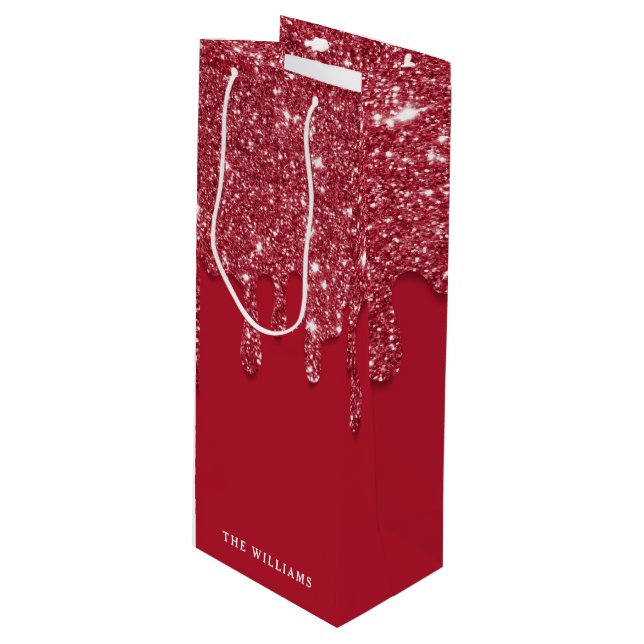 Bolsa Para Vino Nombre personalizado del Purpurina rojo Drip (Angulo Anverso)